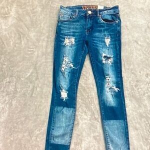 VIP Classic Blue Ripped Skinny Jeans